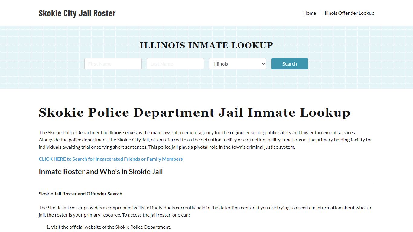 Skokie Police Department & City Jail, IL Inmate Roster, Arrests, Mugshots
