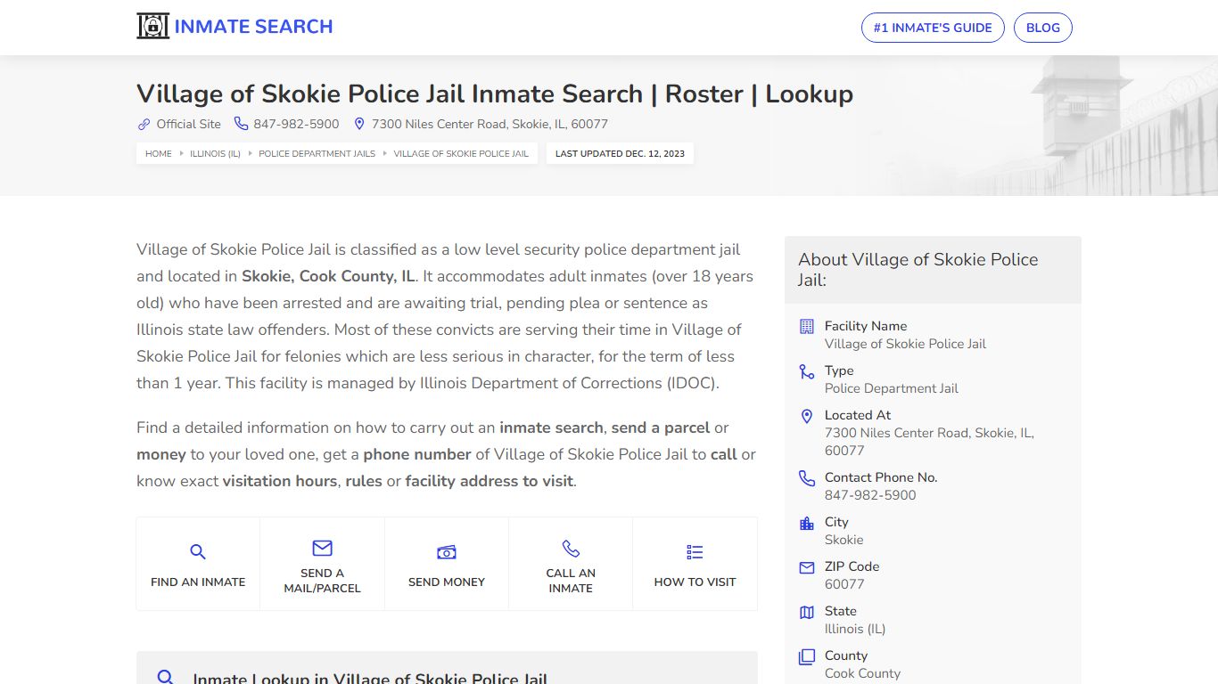 Village of Skokie Police Jail Inmate Search | Roster | Lookup