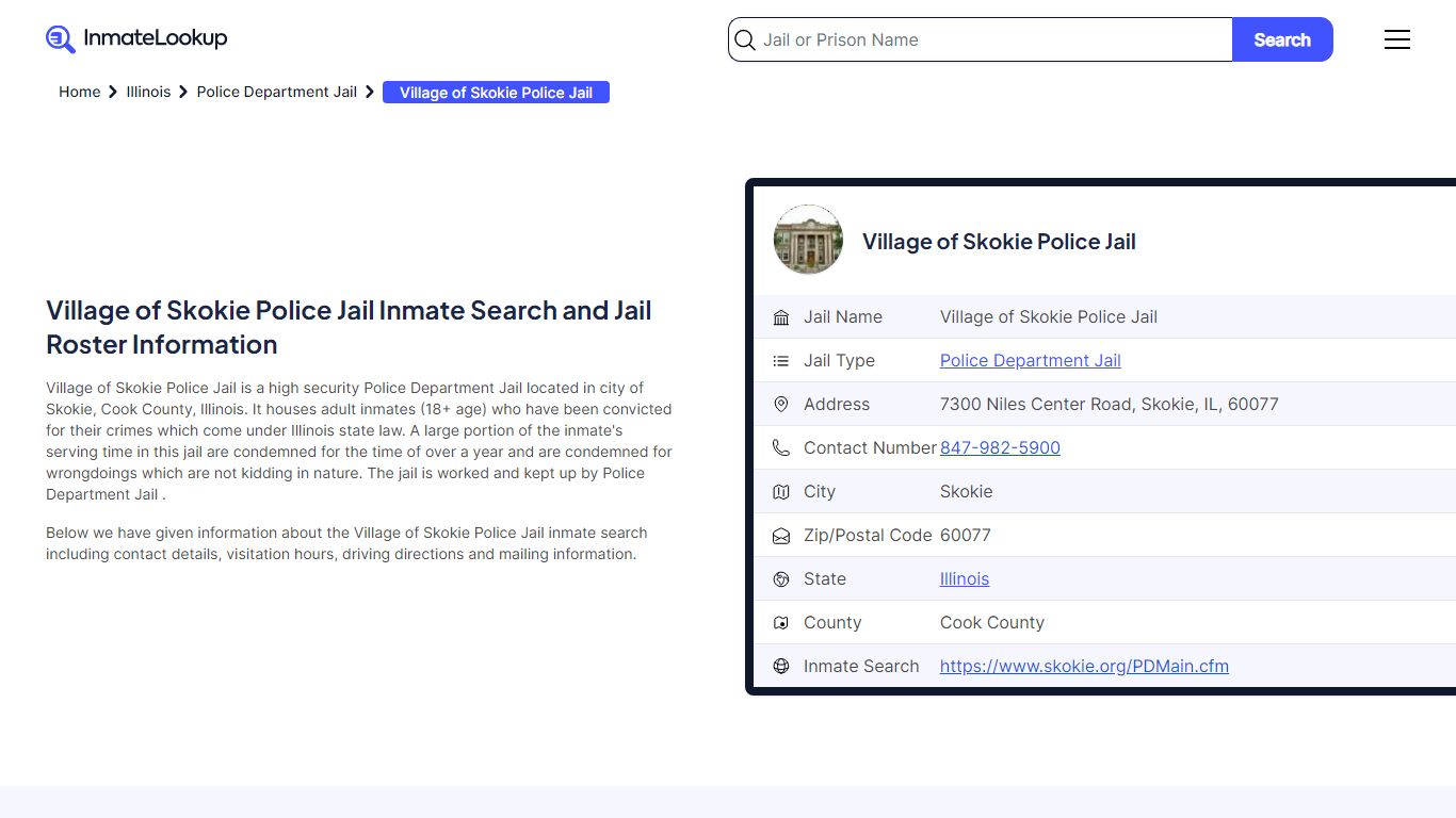 Village of Skokie Police Jail Inmate Search, Jail Roster, Bookings ...